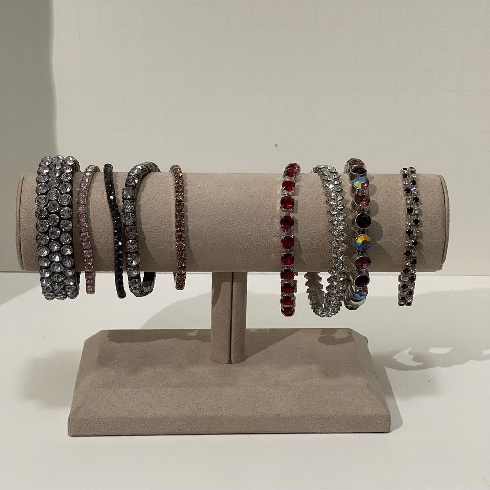Vintage to Modern Rhinestone Bracelets Set of Nine